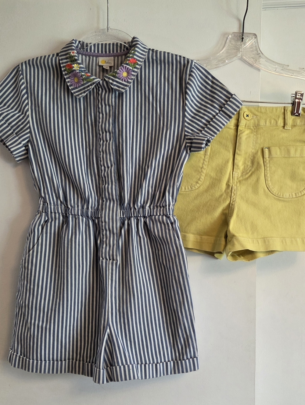 BODEN Embroidered Striped Romper And Yellow Shorts Bundle Size 11/12